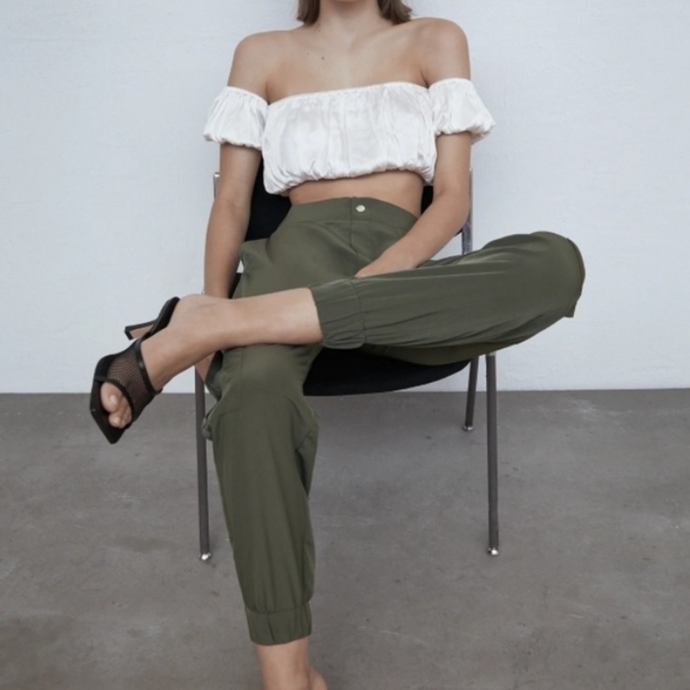 ZARA army green cargo joggers NWOT